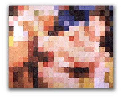 neukend koppel in pixels geschilderd